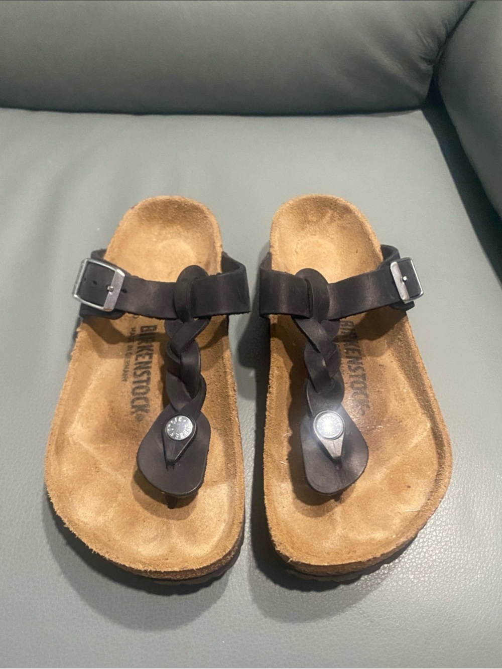 Birkenstock Women’s Black Braided Gizeh Toe-Post Sandals